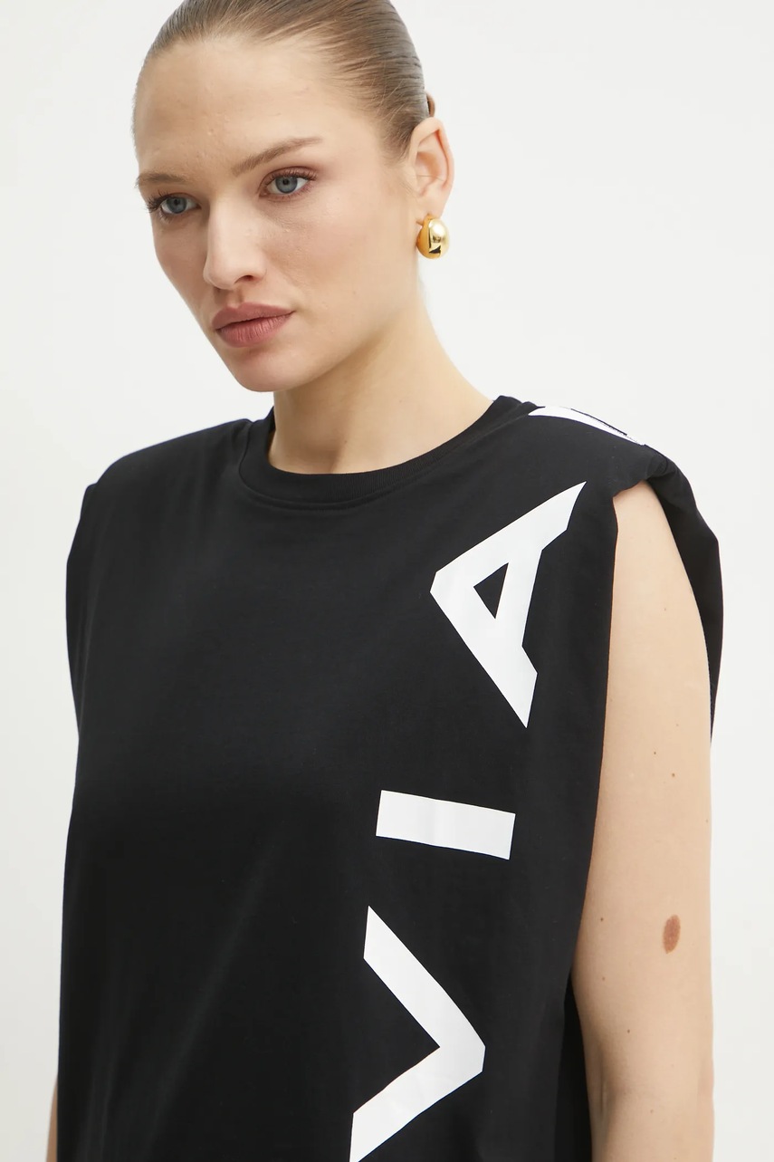 Βαμβακερό τοπ Liviana Conti χρώμα: μαύρο, F5SW60 φωτογραφία