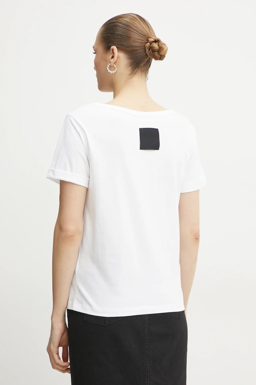 Βαμβακερό μπλουζάκι Liviana Conti γυναικείο, χρώμα: άσπρο, F5SW69 φωτογραφία