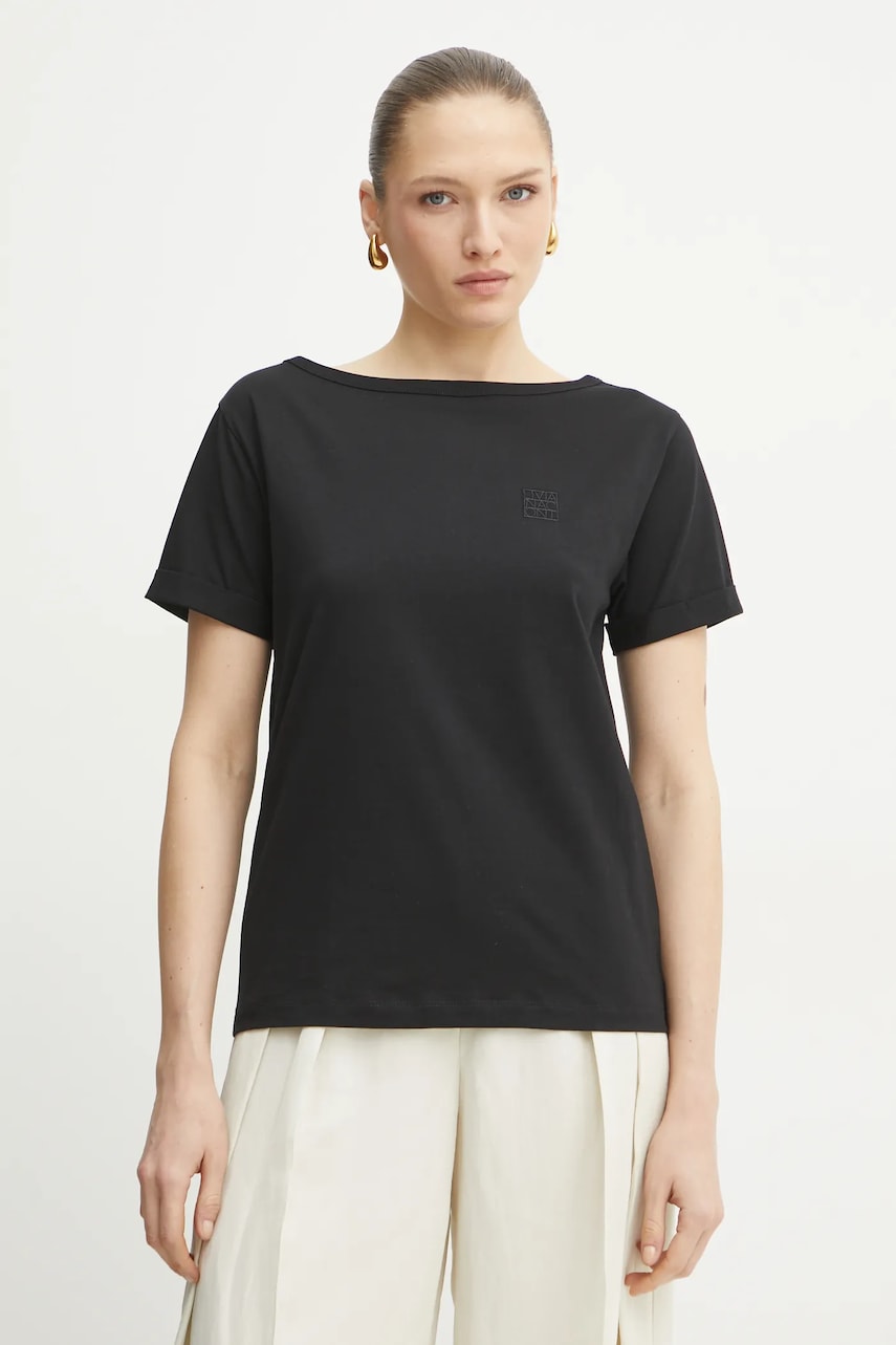 Liviana Conti tricou din bumbac femei, culoarea negru, F5SW69