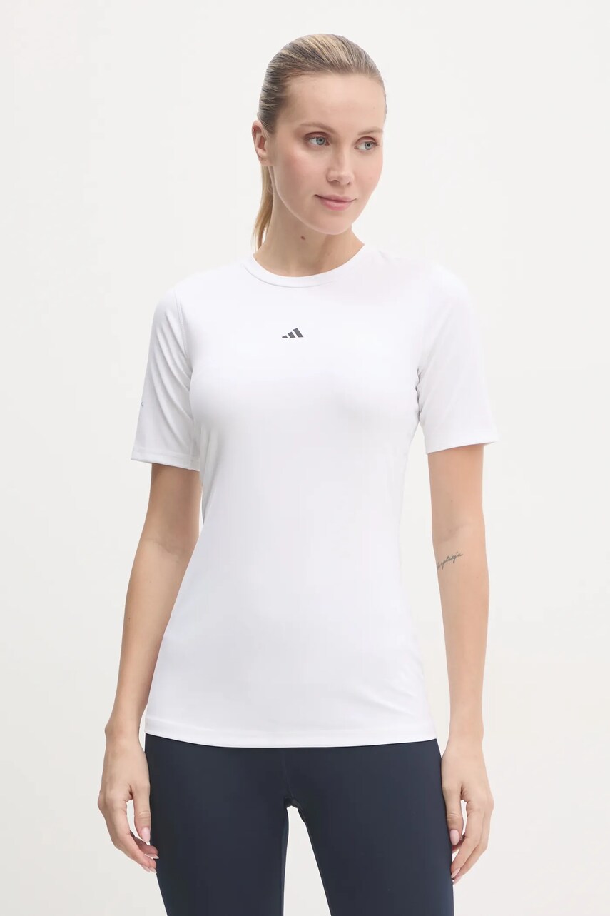 Levně Tréninkové tričko adidas Performance Techfit béžová barva, IX3254