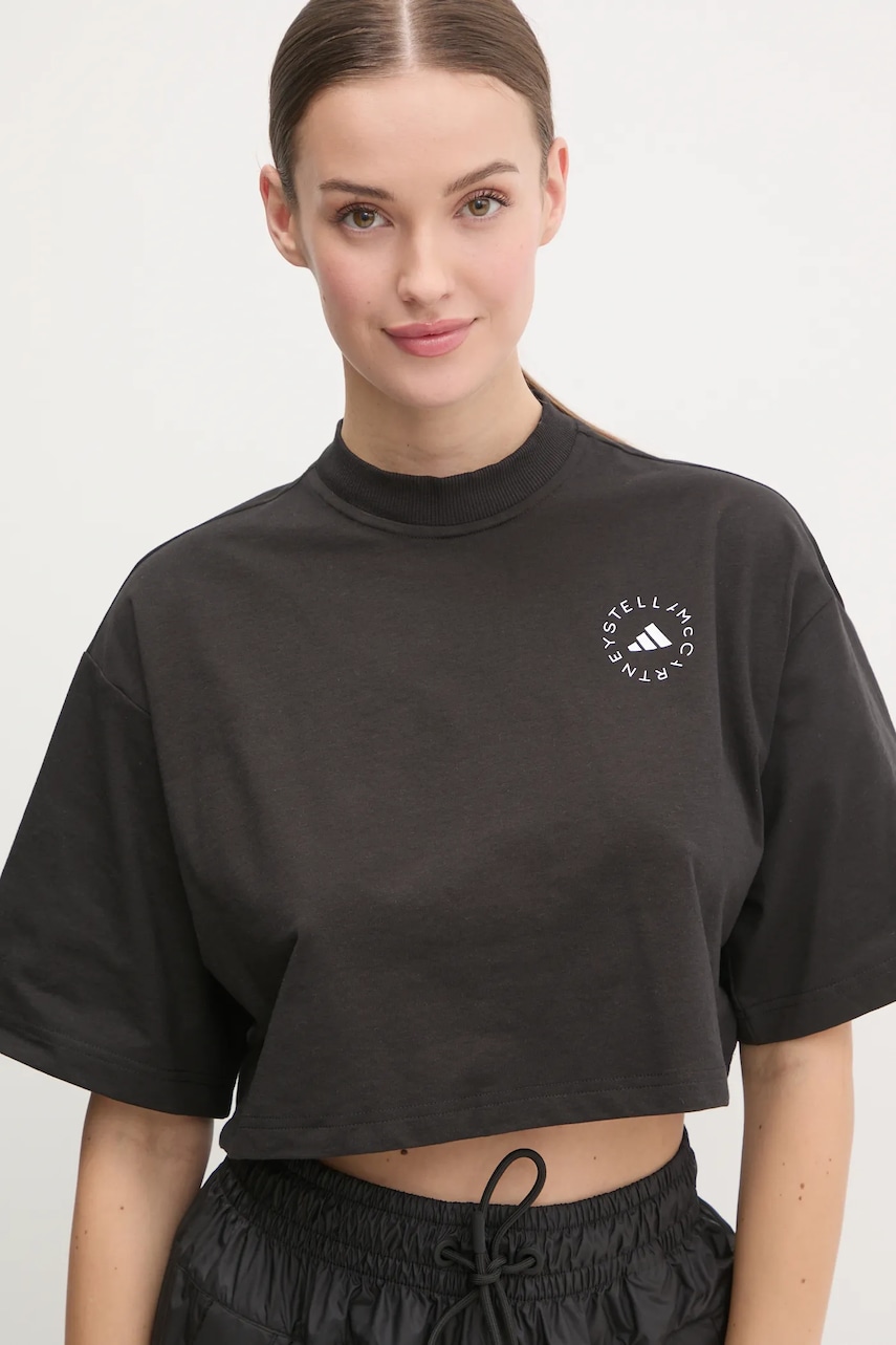 adidas by Stella McCartney tricou femei, culoarea negru, JJ0080 adidas by Stella McCartney tricou femei, culoarea negru, JJ0080