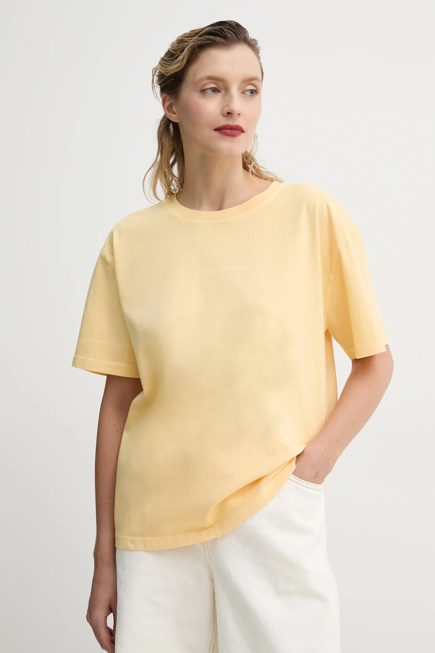 Marc O'Polo tricou din bumbac femei, culoarea galben, 5000005950 Marc O'Polo tricou din bumbac femei, culoarea galben, 5000005950