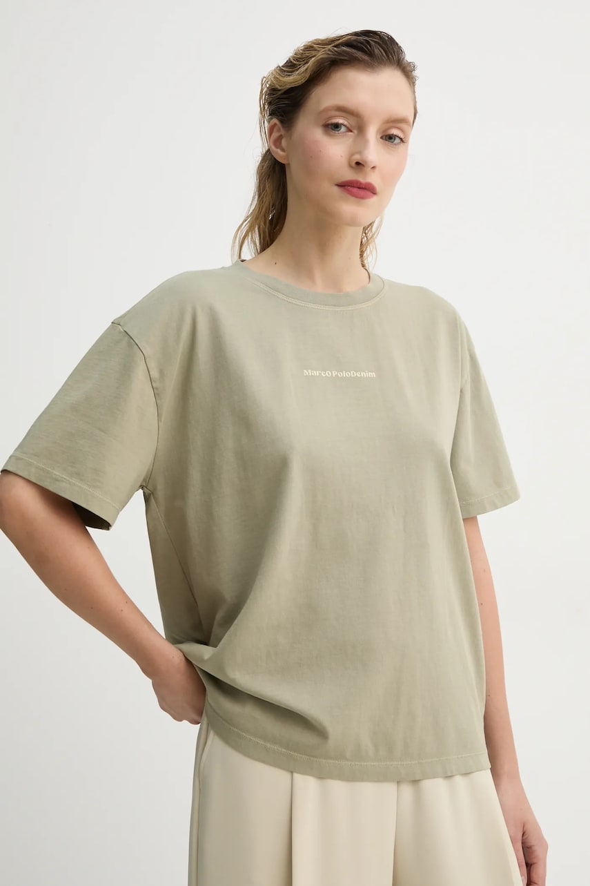 Marc O'Polo tricou din bumbac femei, culoarea bej, 5000005950 Marc O'Polo tricou din bumbac femei, culoarea bej, 5000005950