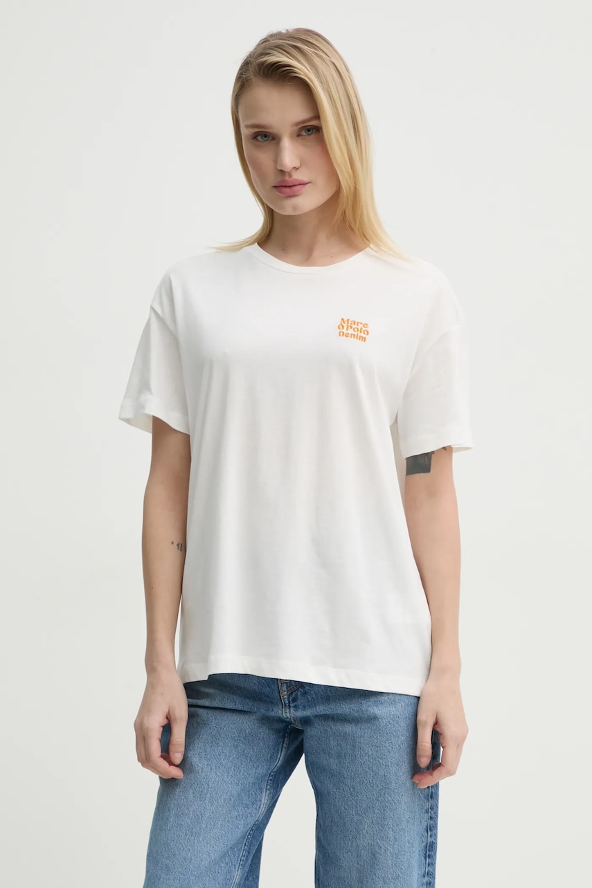 Marc O'Polo tricou din bumbac femei, culoarea alb, 5000005916 Marc O'Polo tricou din bumbac femei, culoarea alb, 5000005916