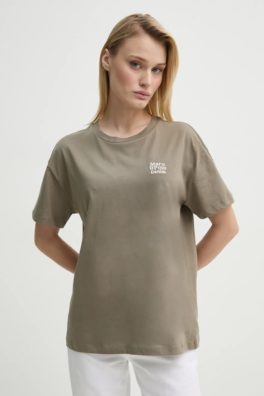 Marc O'Polo tricou din bumbac femei, culoarea verde, 5000005916 Marc O'Polo tricou din bumbac femei, culoarea verde, 5000005916