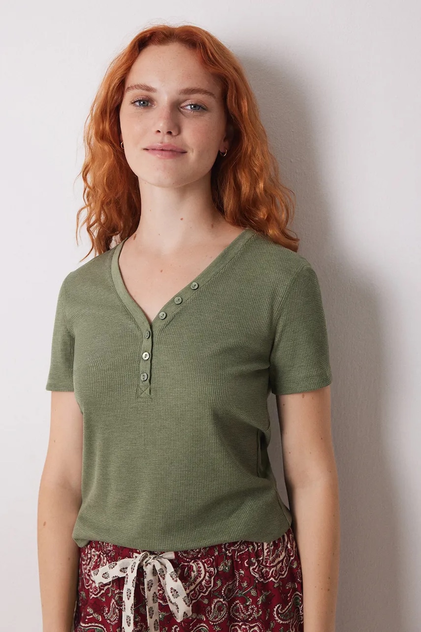 women\'secret tricou de pijama MIX AND MATCH LOVE ACTUALLY culoarea verde, 3278432