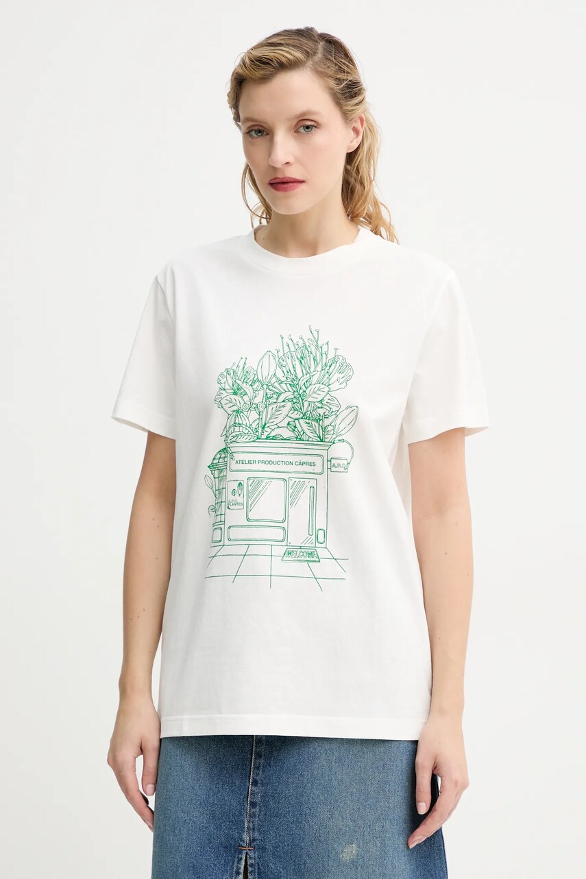A.P.C. tricou din bumbac t-shirt magasin femei, culoarea alb, COGCK.M26449