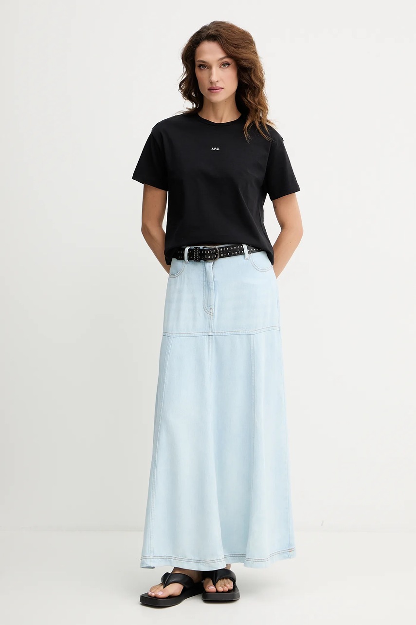 Хлопковая футболка A.P.C. t-shirt boxy micro logo GOTS женская цвет чёрный COHBW.F26387 Хлопковая футболка A.P.C. t-shirt boxy micro logo GOTS женская цвет чёрный COHBW.F26387