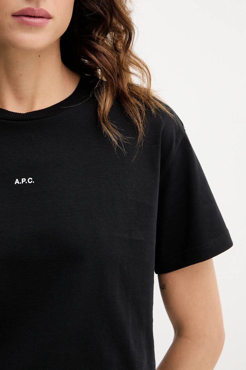 Βαμβακερό μπλουζάκι A.P.C. t-shirt boxy micro logo GOTS φωτογραφία