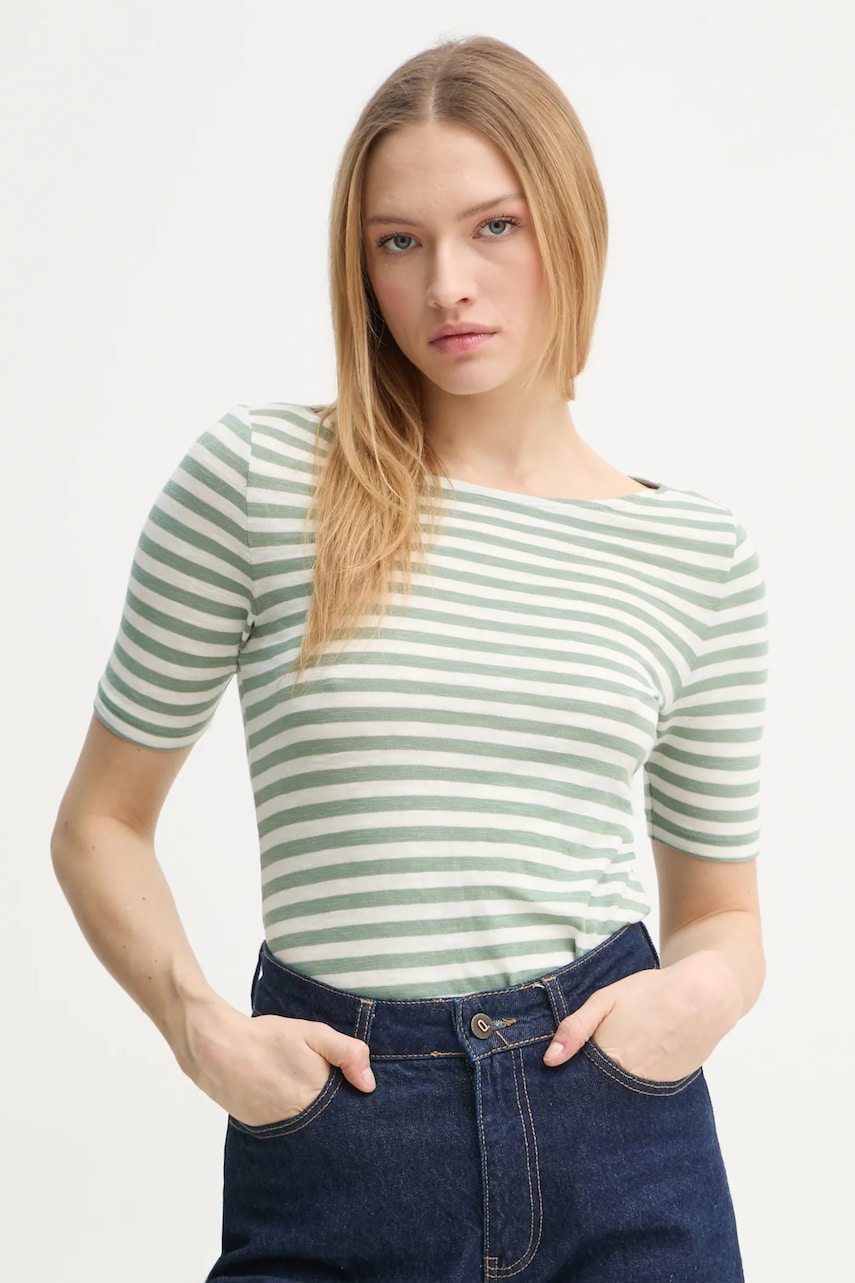 Marc O'Polo tricou din bumbac femei, culoarea verde, 502219651333 Marc O'Polo tricou din bumbac femei, culoarea verde, 502219651333