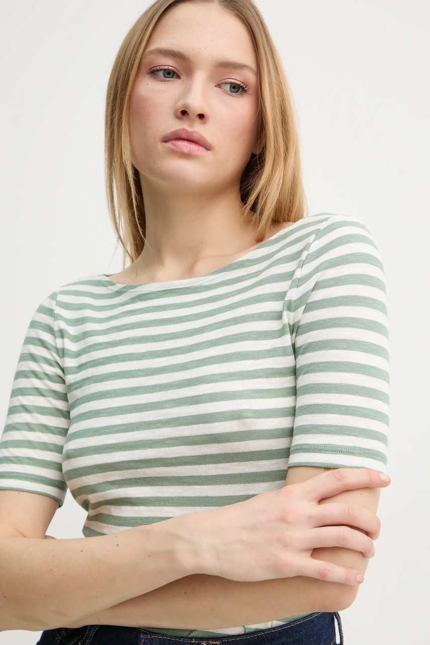 Βαμβακερό μπλουζάκι Marc O'Polo γυναικείο, χρώμα: πράσινο, 502219651333 φωτογραφία