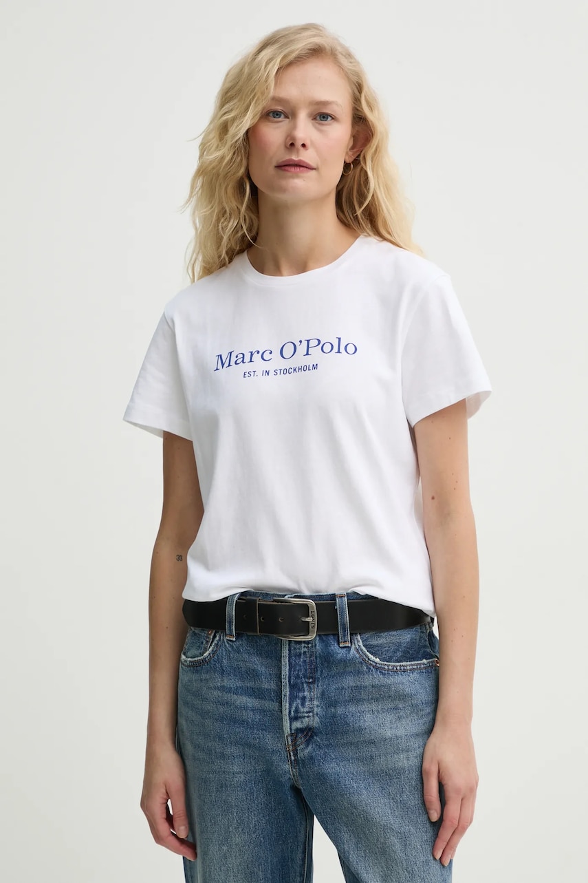 Marc O'Polo tricou din bumbac femei, culoarea alb, 502229351055 Marc O'Polo tricou din bumbac femei, culoarea alb, 502229351055
