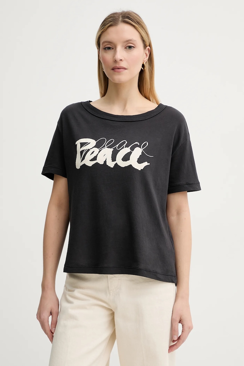 Marc O'Polo tricou din bumbac femei, culoarea negru, 503226851069 Marc O'Polo tricou din bumbac femei, culoarea negru, 503226851069