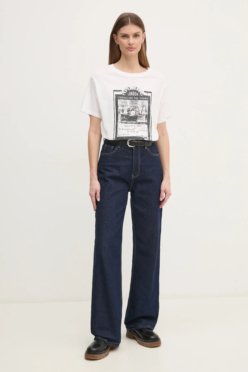 Pepe Jeans tricou din bumbac LELE femei, culoarea alb, PL505992