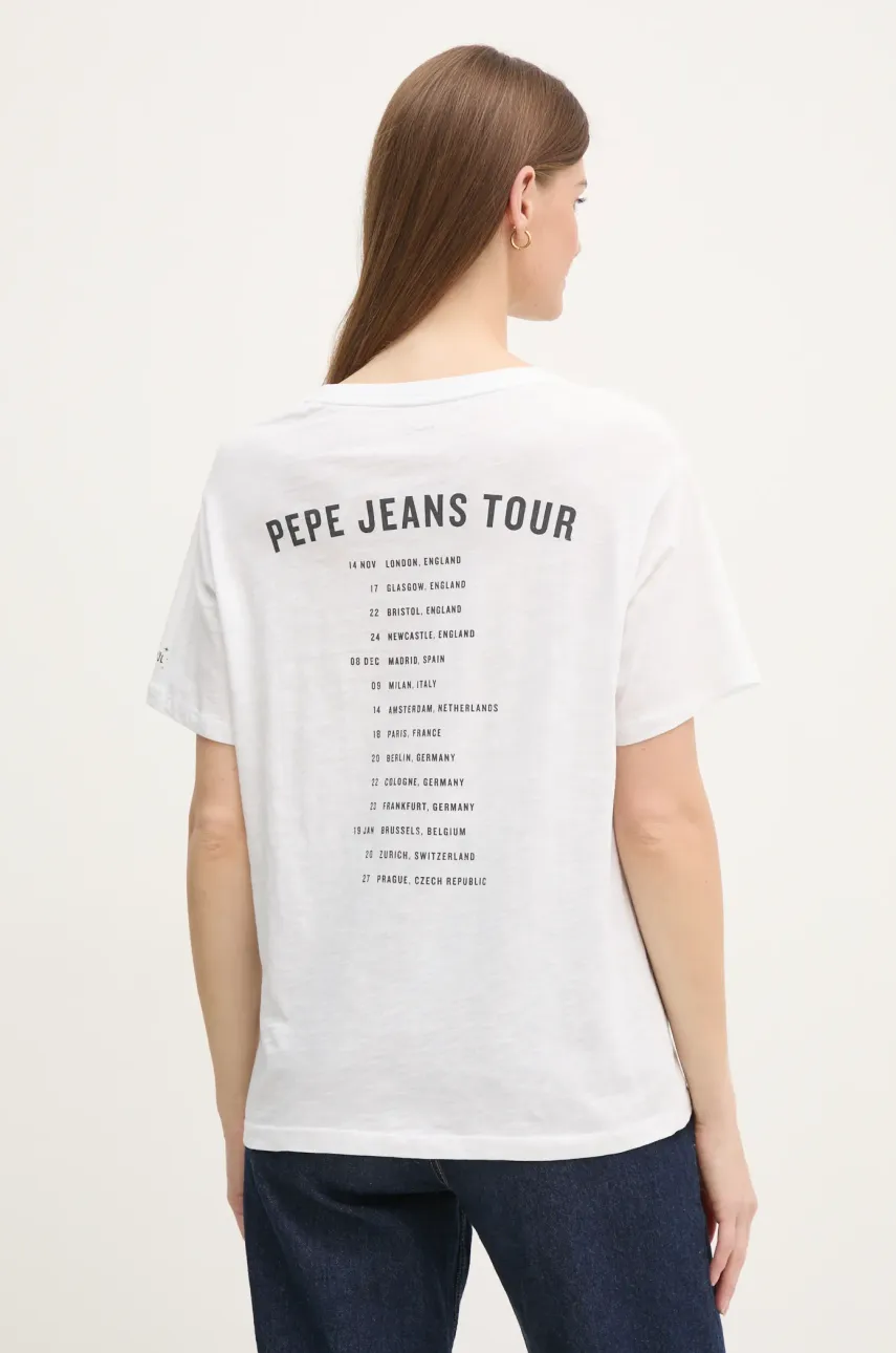 Хлопковая футболка Pepe Jeans LELE женская цвет белый PL505992 Хлопковая футболка Pepe Jeans LELE женская цвет белый PL505992
