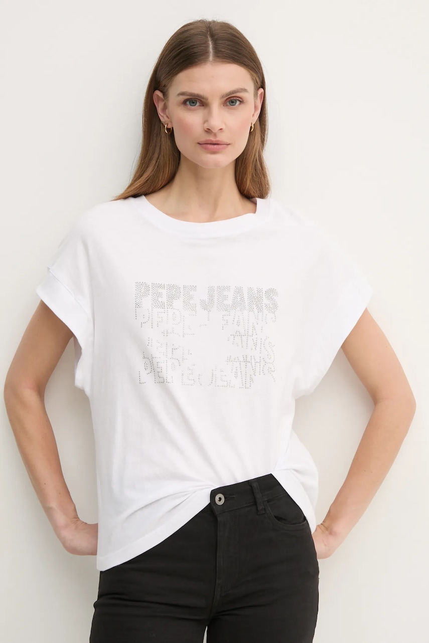 Levně Bavlněné tričko Pepe Jeans LIRA bílá barva, PL505996