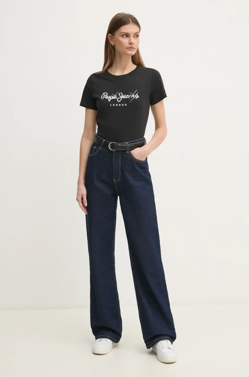 Хлопковая футболка Pepe Jeans LETICIA женская цвет чёрный PL505997 Хлопковая футболка Pepe Jeans LETICIA женская цвет чёрный PL505997