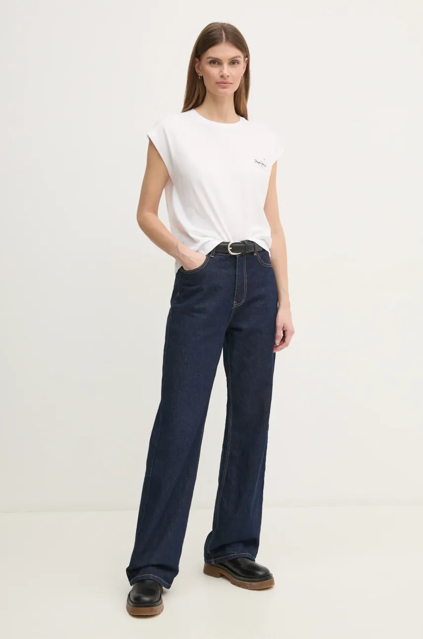 Хлопковая футболка Pepe Jeans LORENA женская цвет белый PL505998 Хлопковая футболка Pepe Jeans LORENA женская цвет белый PL505998