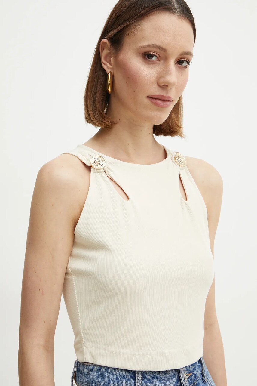 Levně Halenka Guess dámská, béžová barva, s aplikací, W5RP13 KAQL2