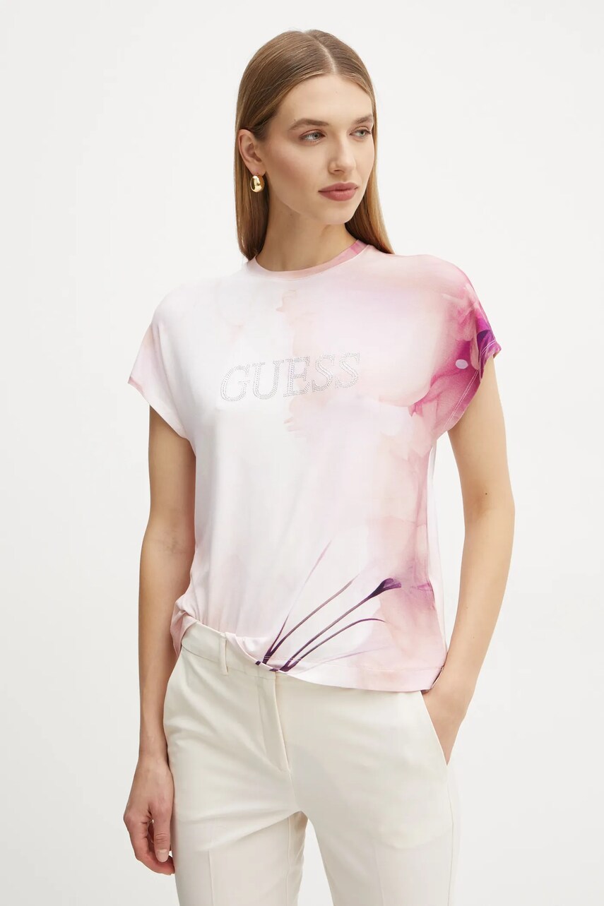 Levně Tričko Guess růžová barva, W5RI09 K68D2