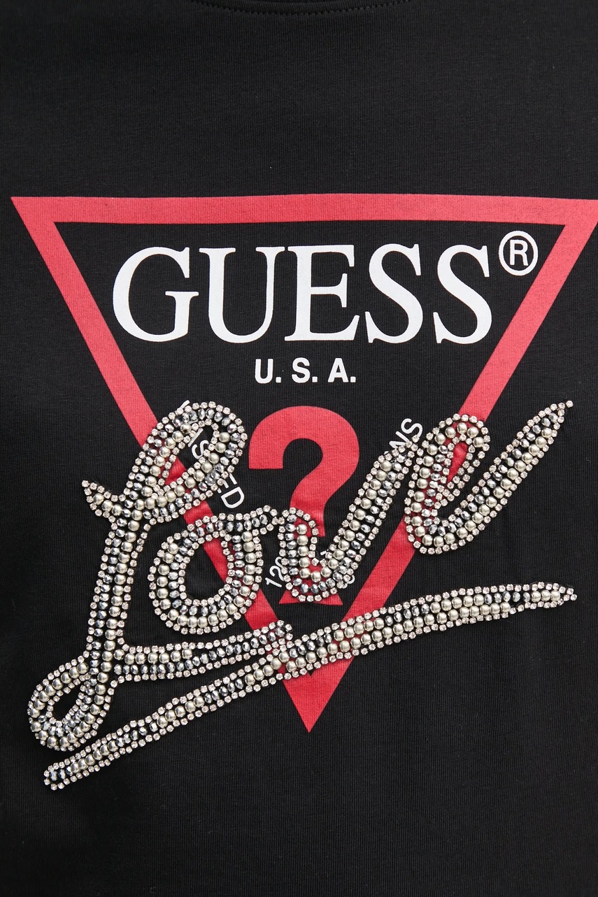 Бавовняна футболка Guess жіноча колір чорний W5RI10 I3Z14 