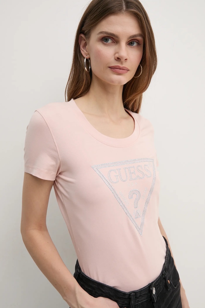 Guess t-shirt női, rózsaszín, W5RI11 J1314 termék 2. képe