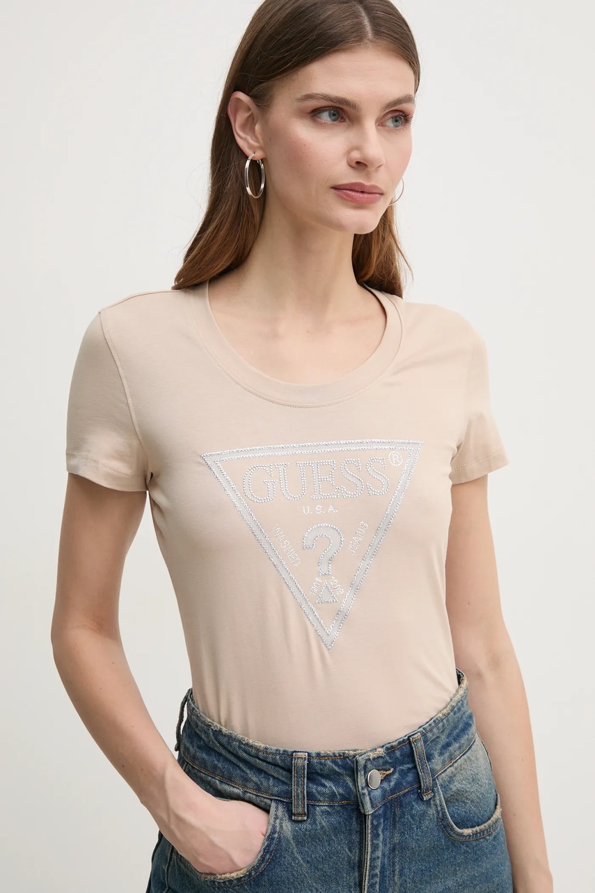 Guess t-shirt női, bézs, W5RI11 J1314 termék 2. képe