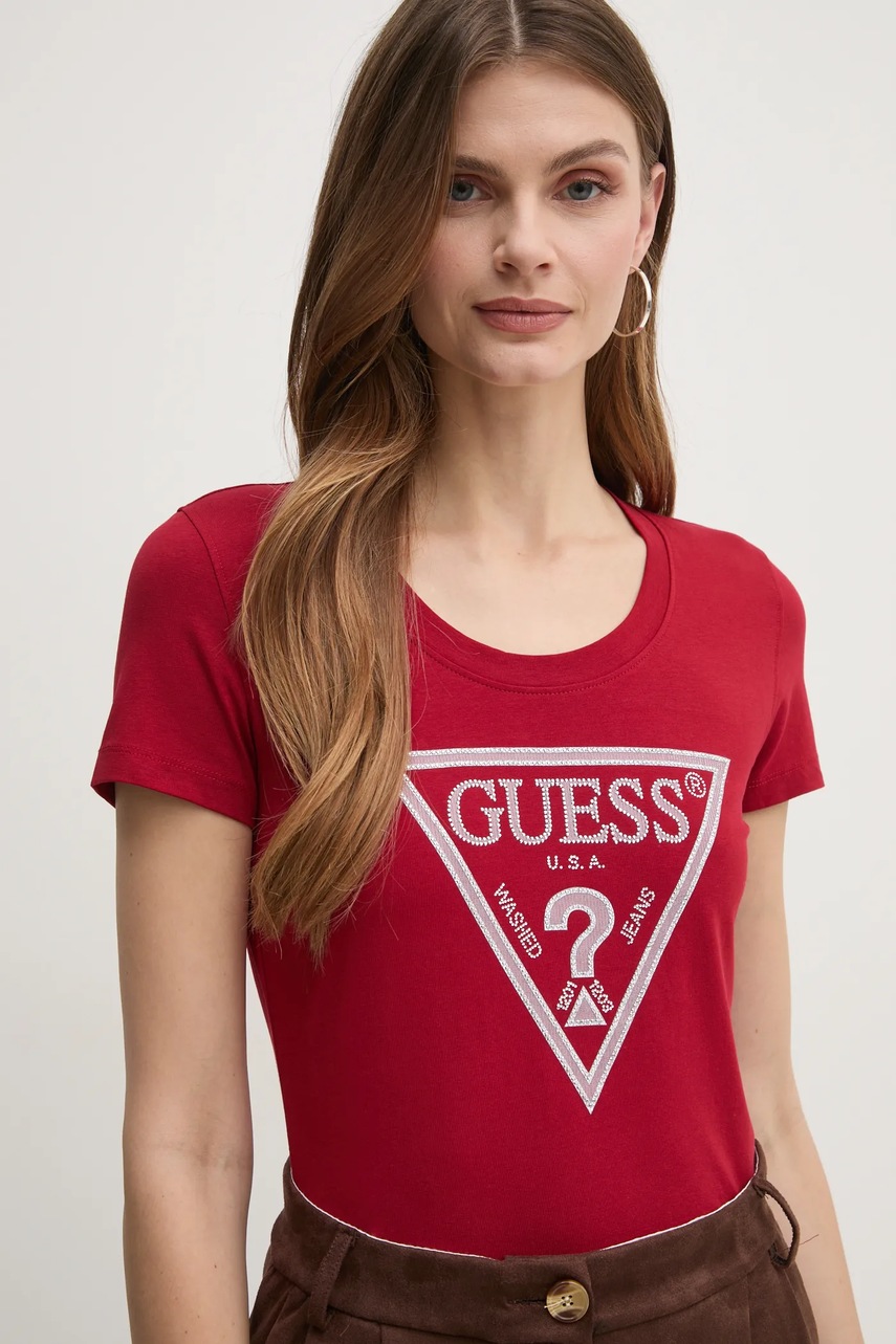 Guess t-shirt női, bordó, W5RI11 J1314 termék 2. képe