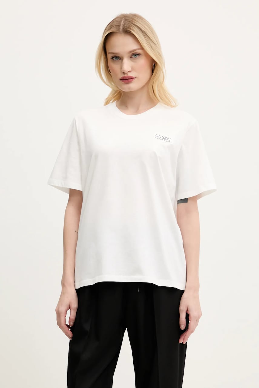 MM6 Maison Margiela tricou din bumbac femei, culoarea alb, S52GC0336 MM6 Maison Margiela tricou din bumbac femei, culoarea alb, S52GC0336