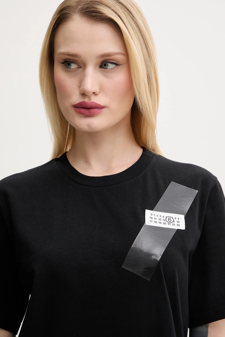 Бавовняна футболка MM6 Maison Margiela жіноча колір чорний S52GC0336 
