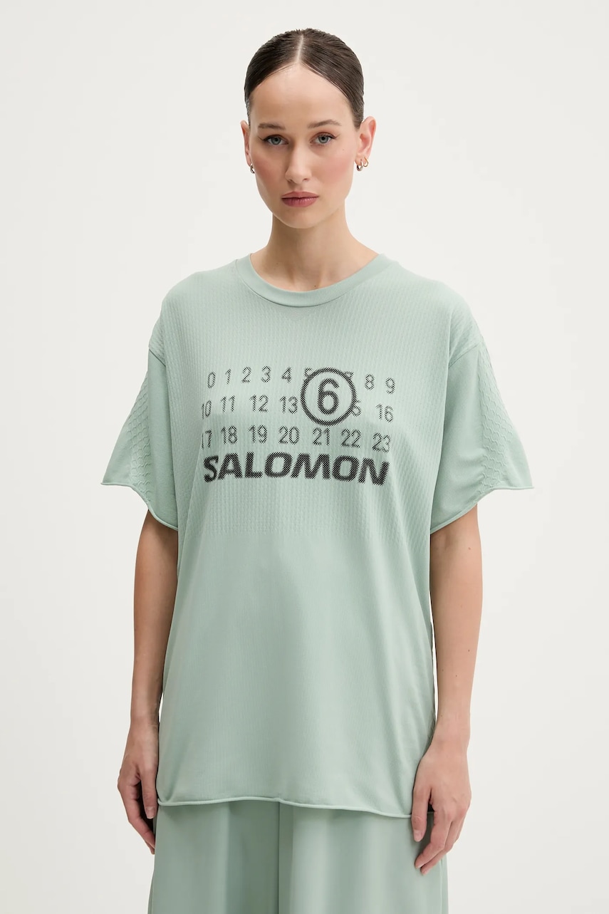 MM6 Maison Margiela tricou x Salomon culoarea turcoaz, S52GC0345