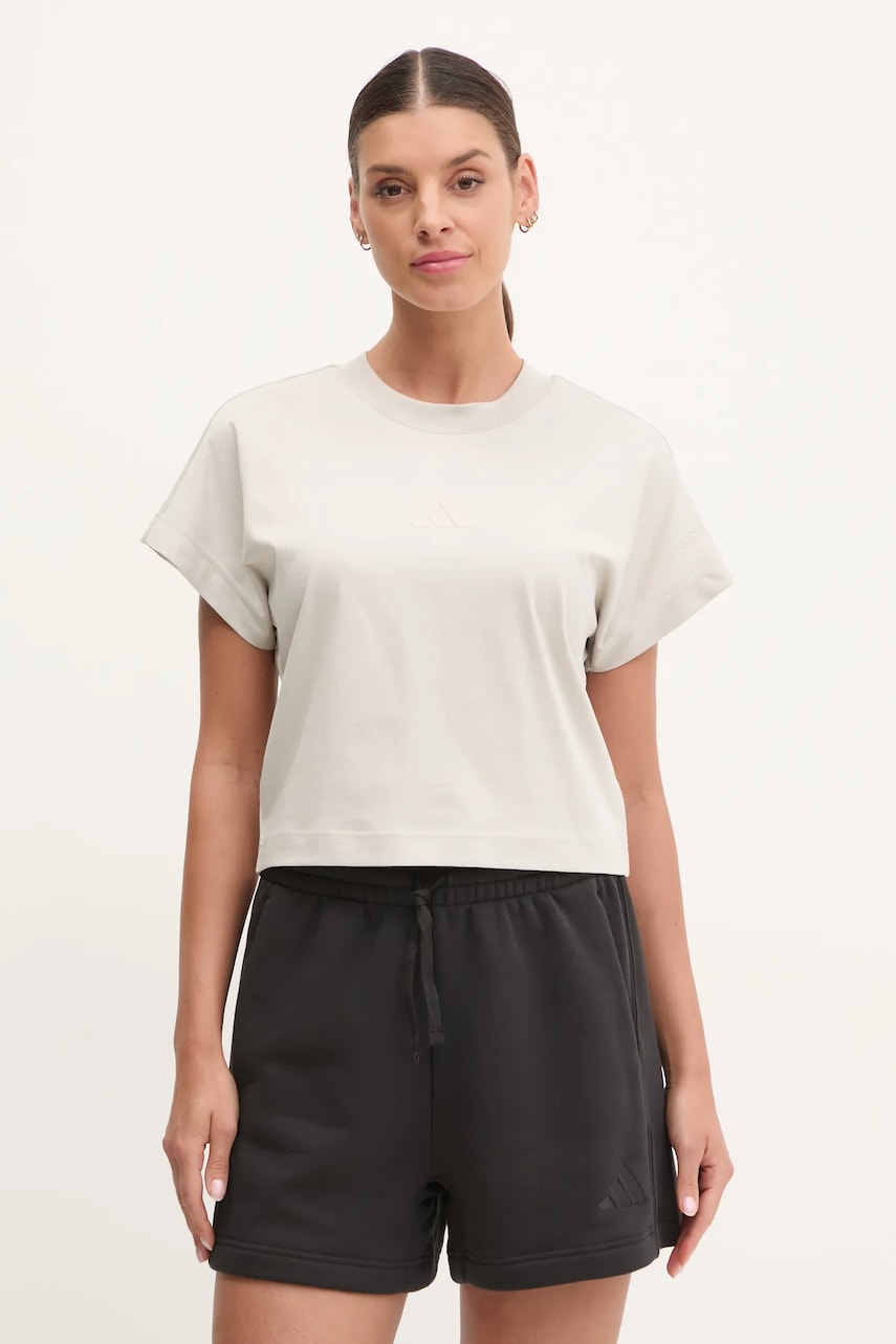 adidas tricou din bumbac ALL SZN femei, culoarea bej, JJ1241