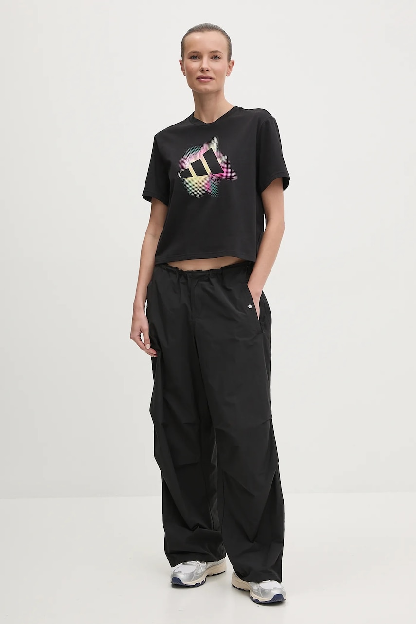 Хлопковая футболка adidas W C DANCE T женская цвет чёрный JJ4133 Хлопковая футболка adidas W C DANCE T женская цвет чёрный JJ4133