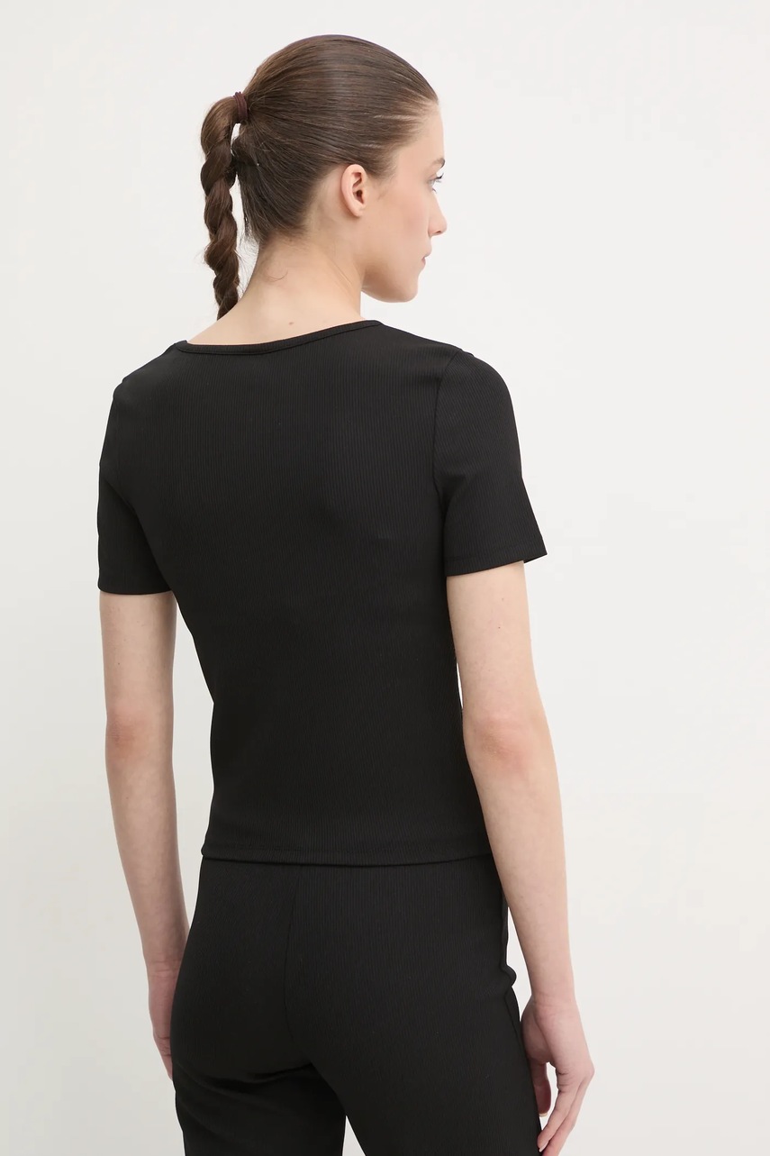 Μπλουζάκι Guess STEFFI χρώμα: μαύρο, V5RI04 KCLH0 φωτογραφία