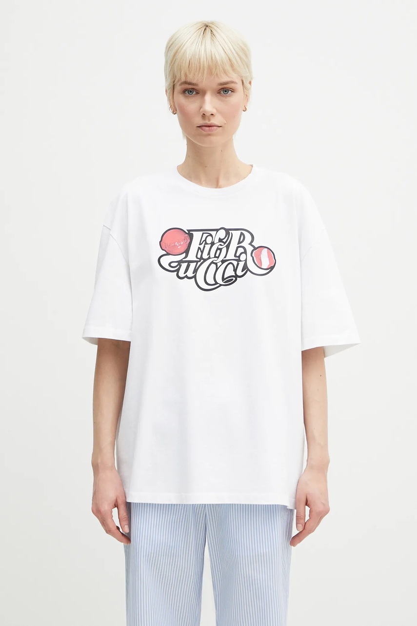 Bavlněné tričko Fiorucci Curly Lollipop Logo Boxy Fit T-Shirt bílá barva, U02SPTSH103CJ01WH10