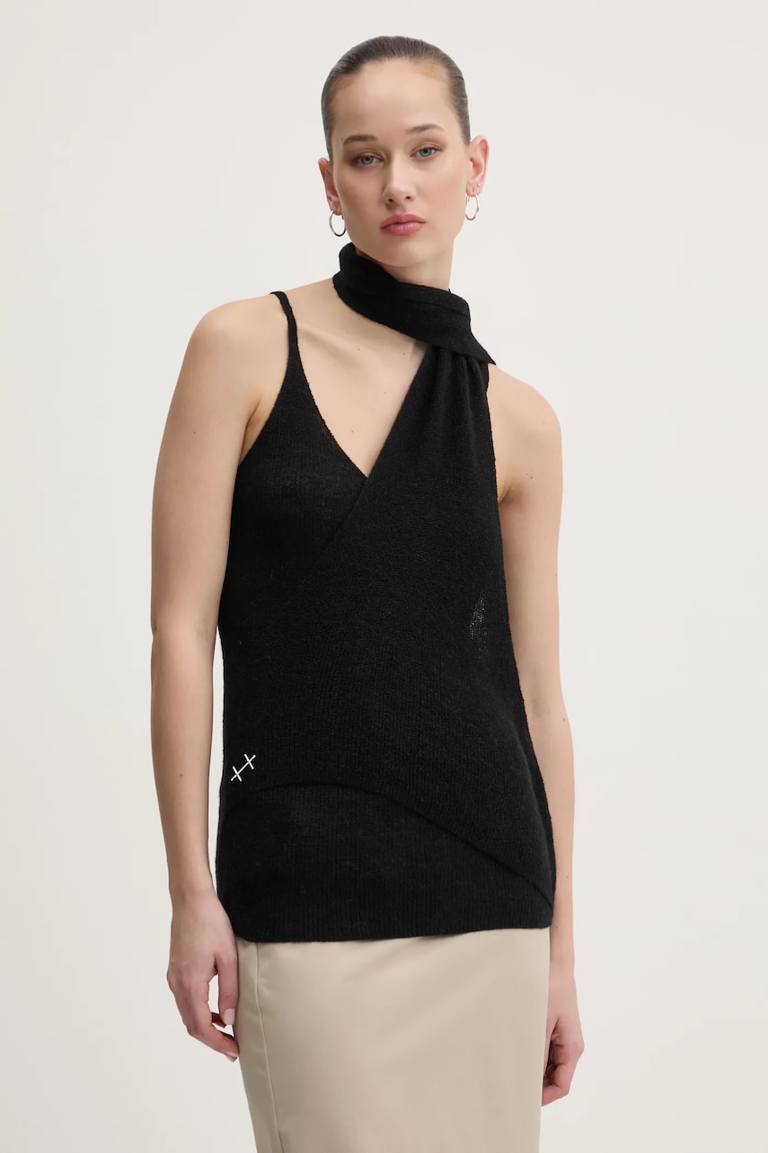 Heliot Emil bluză din amestec de lână culoarea negru, uni, PRESS25_W_07_072_BLK01 Heliot Emil bluză din amestec de lână culoarea negru, uni, PRESS25_W_07_072_BLK01