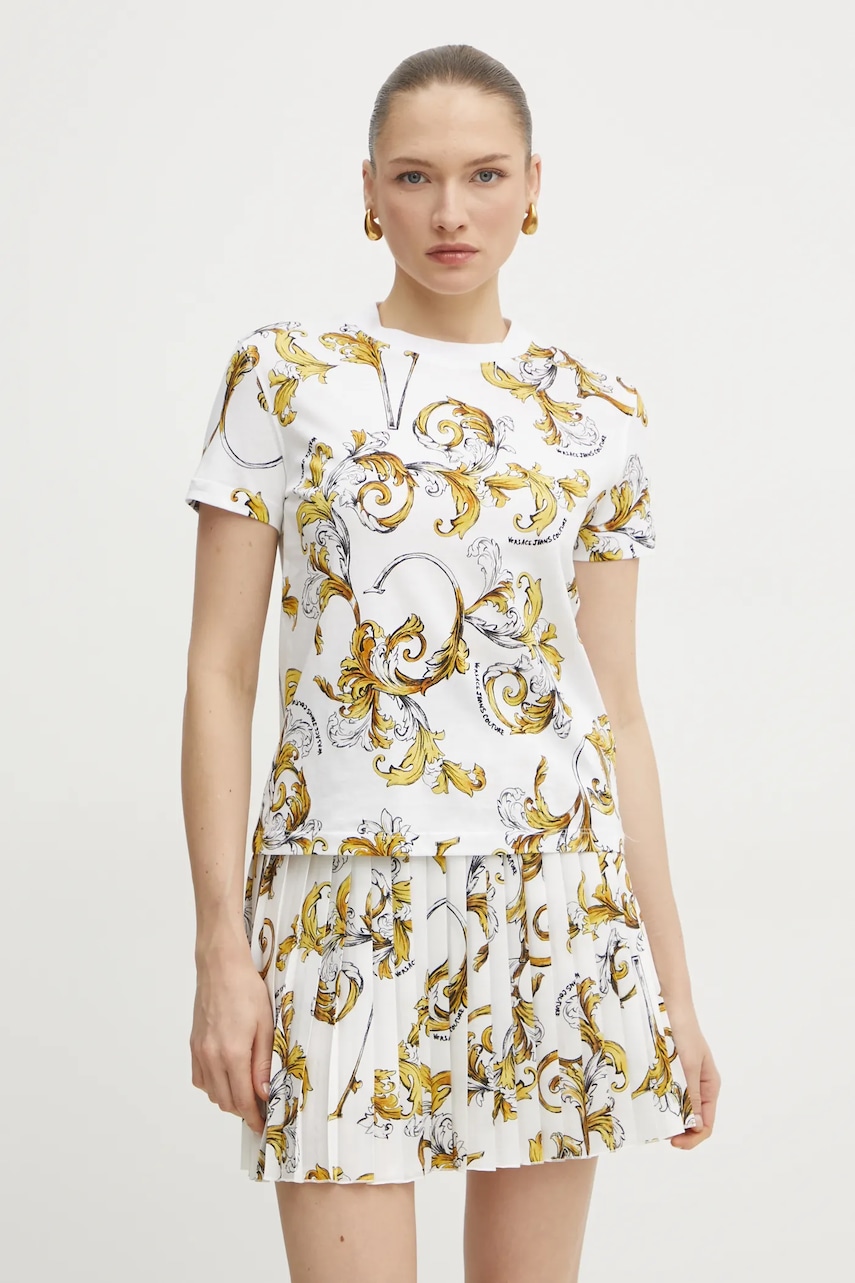 Versace Jeans Couture tricou femei, culoarea alb, 78HAH613 JS458