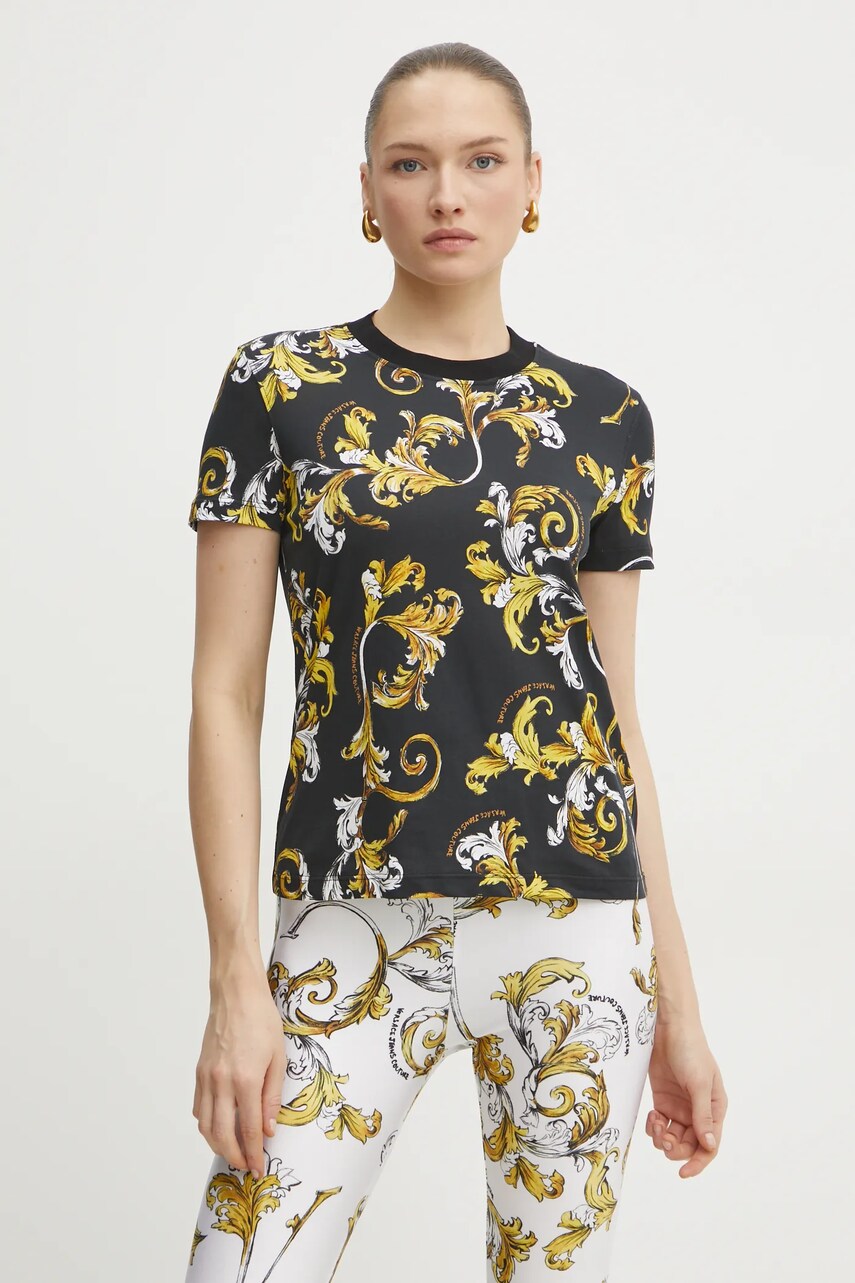 Levně Tričko Versace Jeans Couture černá barva, 78HAH613 JS458