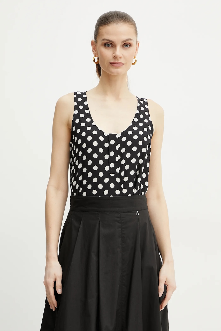 Marella bluza de matase CALIPSO femei, culoarea negru, modelator, 2513161021200