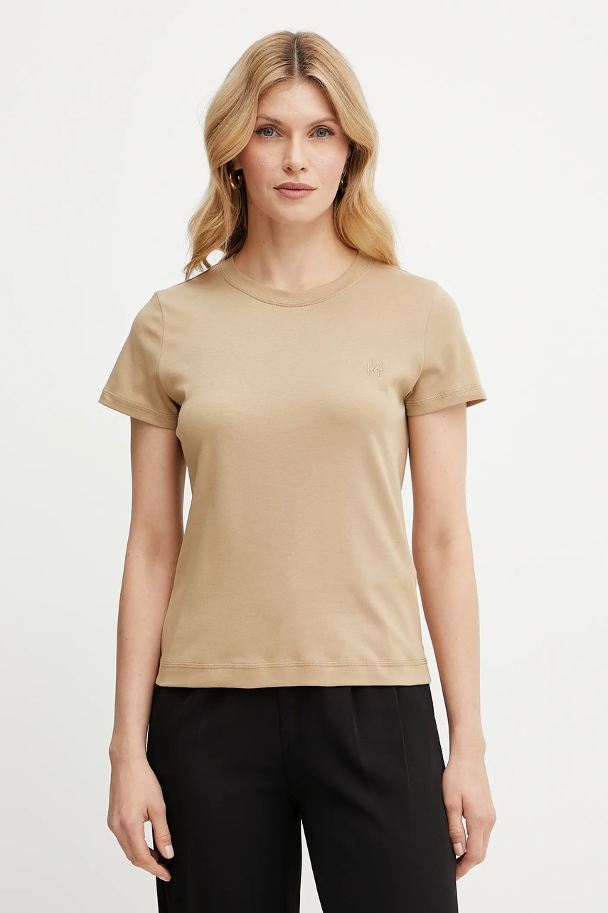 Marella tricou din bumbac LANGUE femei, culoarea bej, 2513971025200