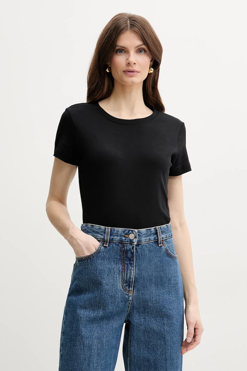 Marella tricou din bumbac LANGUE femei, culoarea negru, 2513971025200 Marella tricou din bumbac LANGUE femei, culoarea negru, 2513971025200