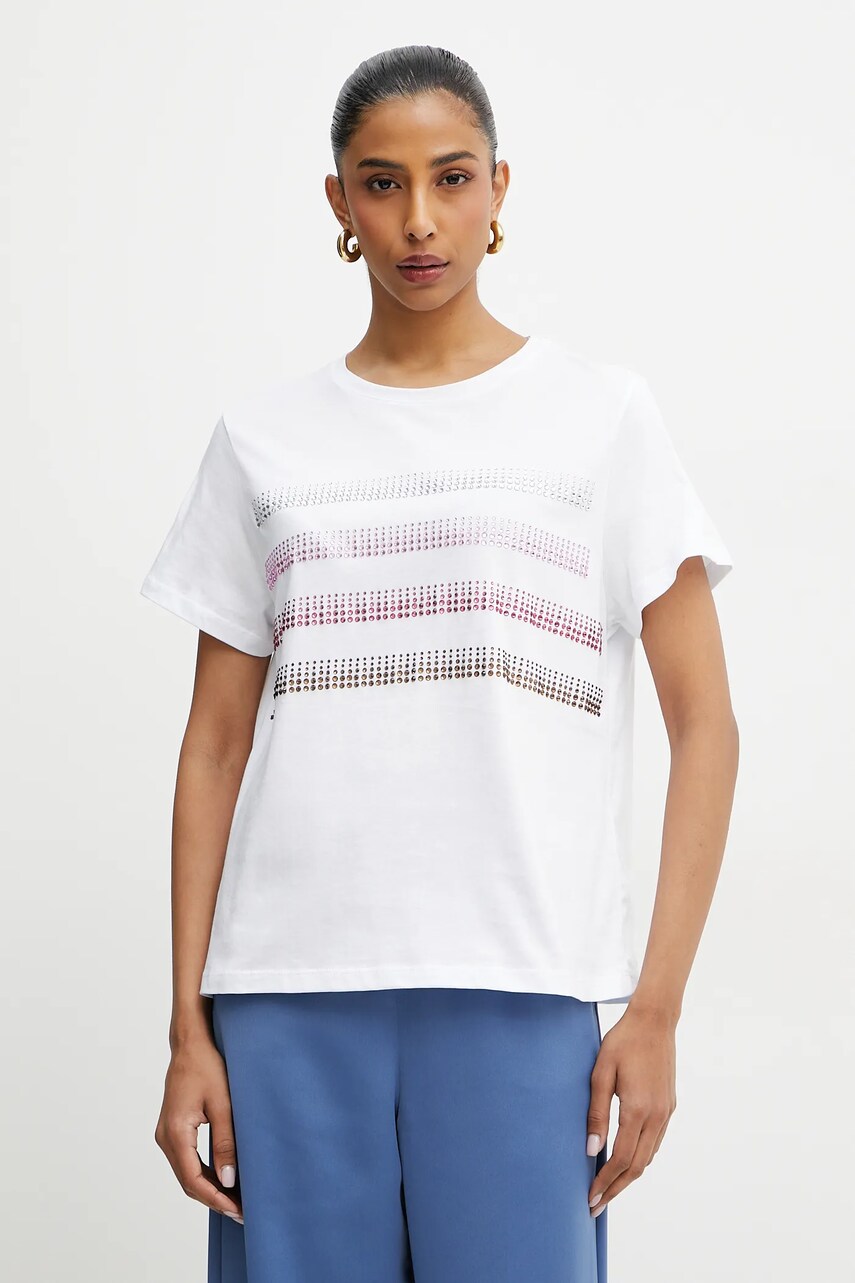 Marella tricou din bumbac Emme by Marella femei, culoarea alb, 2515971042200