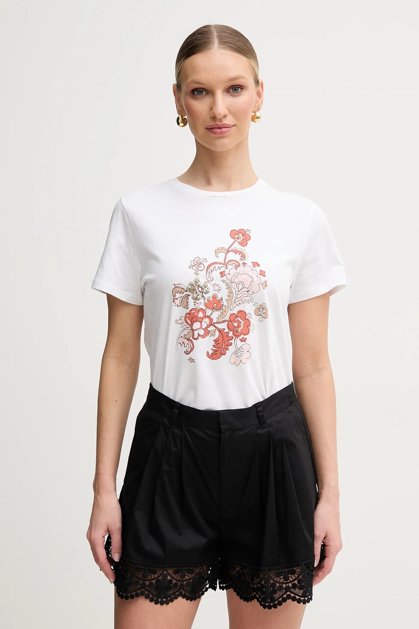 Marella tricou din bumbac Emme by Marella femei, culoarea alb, 2515971071200