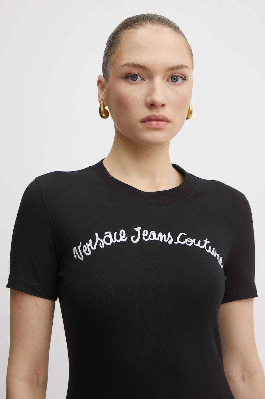Versace Jeans Couture tricou femei, culoarea negru, 78HAHC08 CJ02C