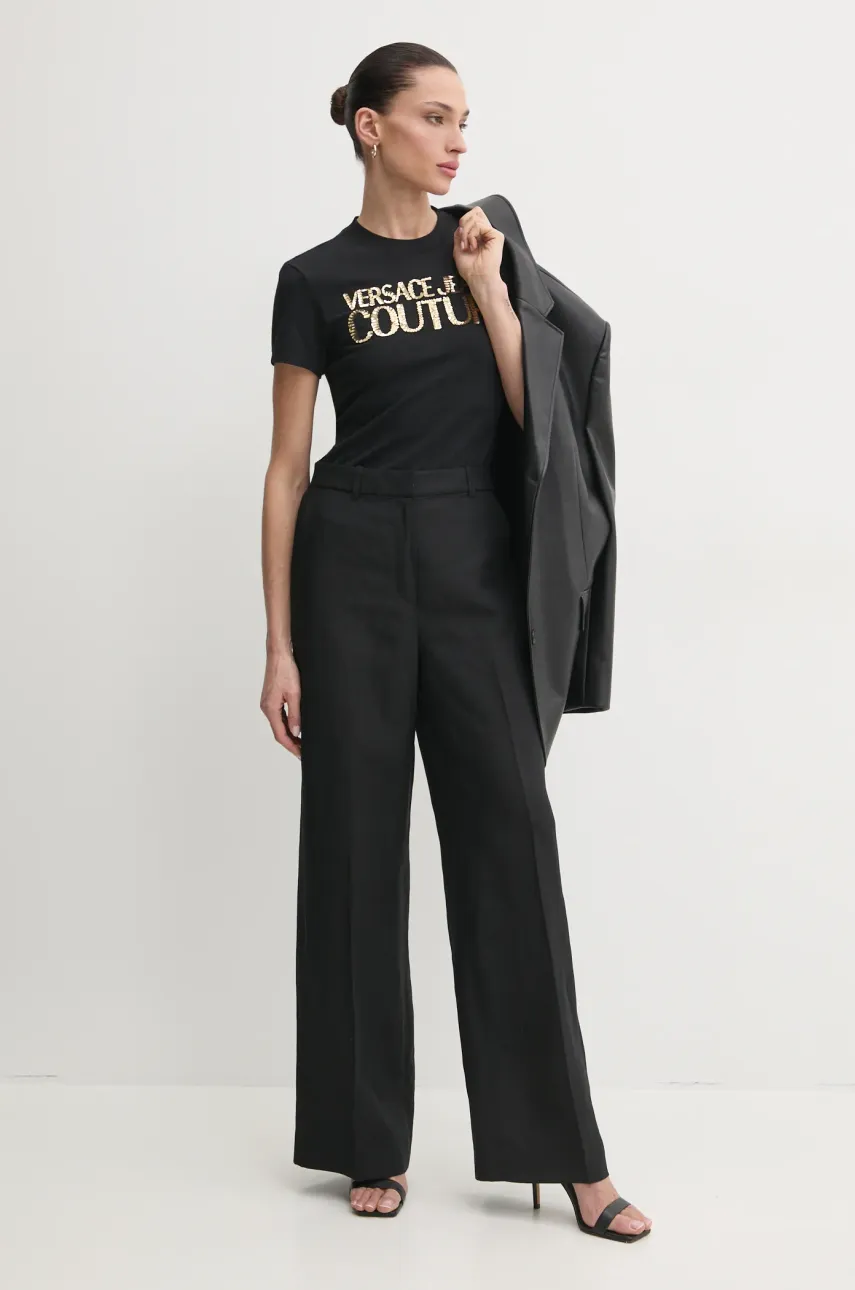 Футболка Versace Jeans Couture женский цвет чёрный 78HAHE00 CJ02E Футболка Versace Jeans Couture женский цвет чёрный 78HAHE00 CJ02E