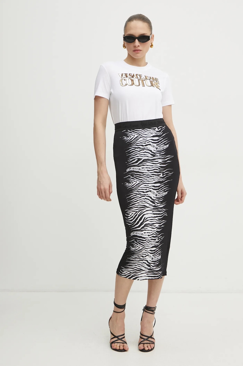 Хлопковая футболка Versace Jeans Couture женская цвет белый 78HAHE02 CJ00E Хлопковая футболка Versace Jeans Couture женская цвет белый 78HAHE02 CJ00E