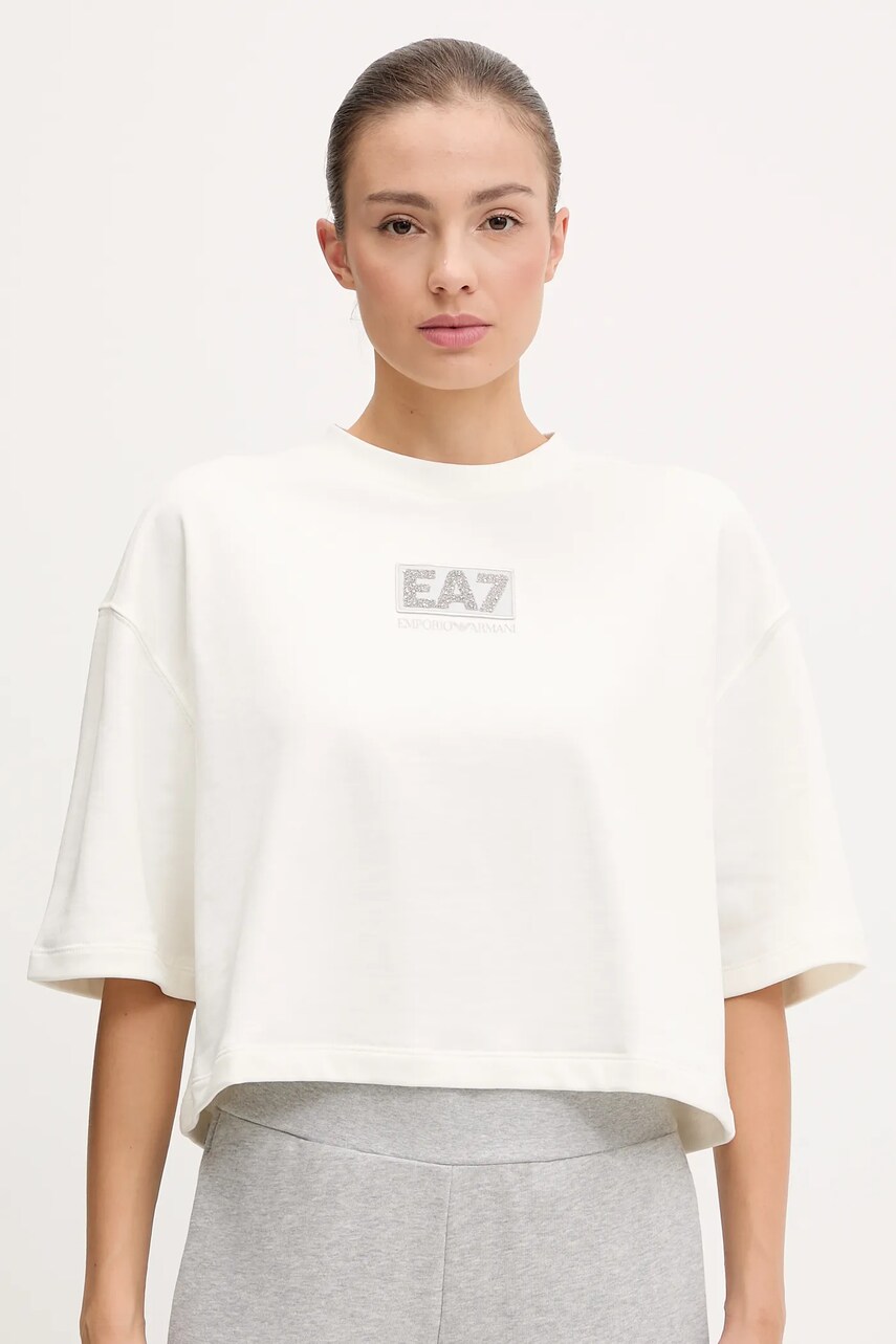 Levně Tričko EA7 Emporio Armani dámské, béžová barva, AF12473.7W000177