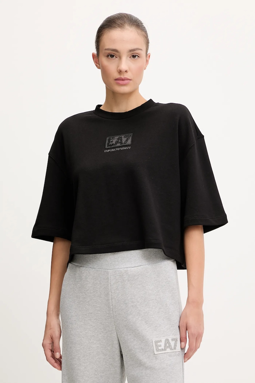 Levně Tričko EA7 Emporio Armani dámské, černá barva, AF12473.7W000177