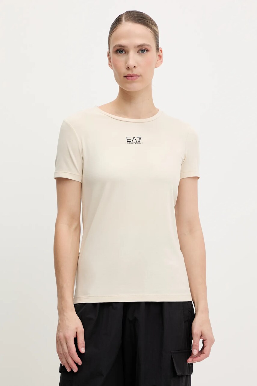 EA7 Emporio Armani tricou culoarea bej, AF12115.7W000072