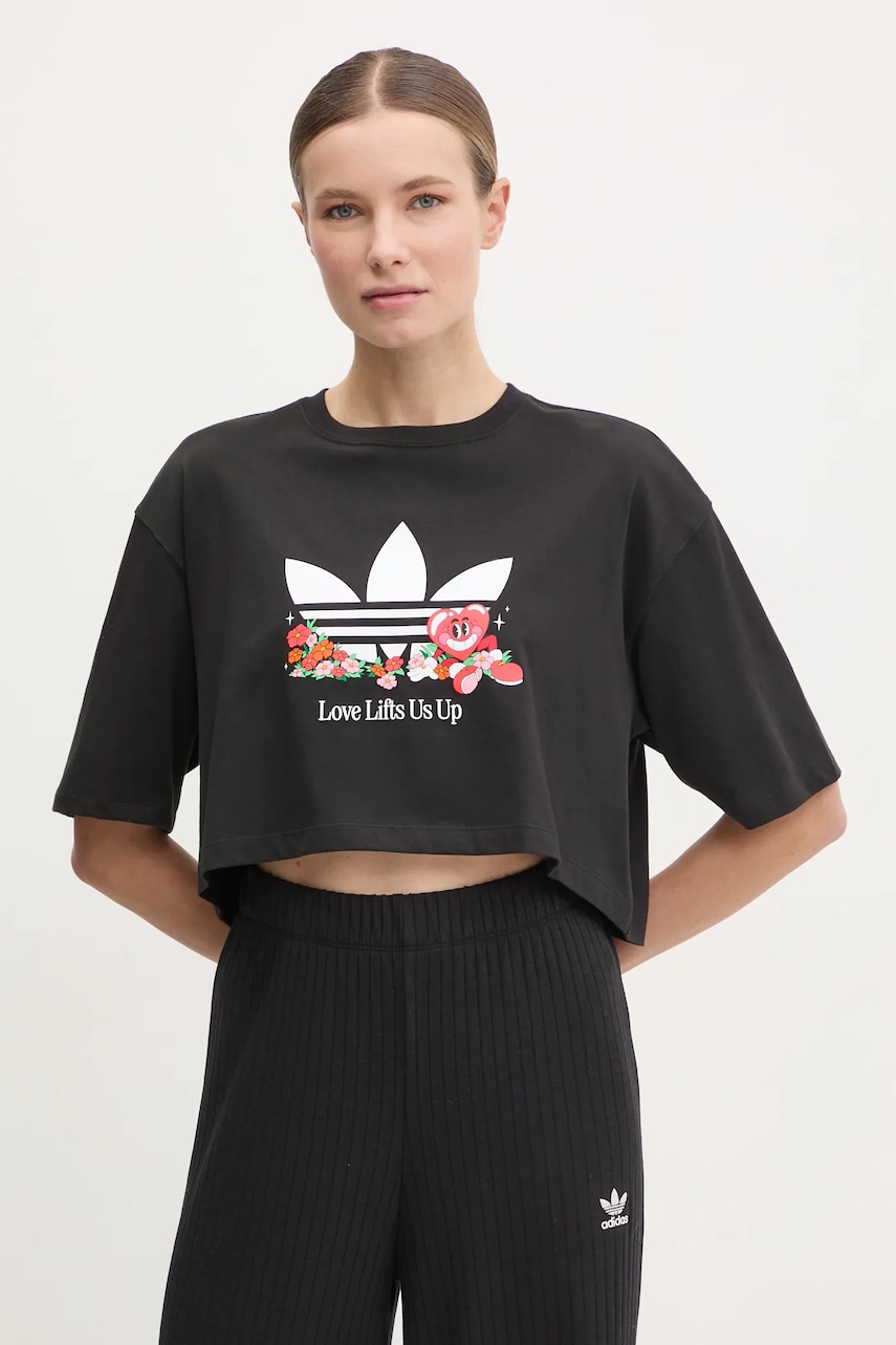 adidas Originals tricou din bumbac Nelson femei, culoarea negru, JC8333 adidas Originals tricou din bumbac Nelson femei, culoarea negru, JC8333
